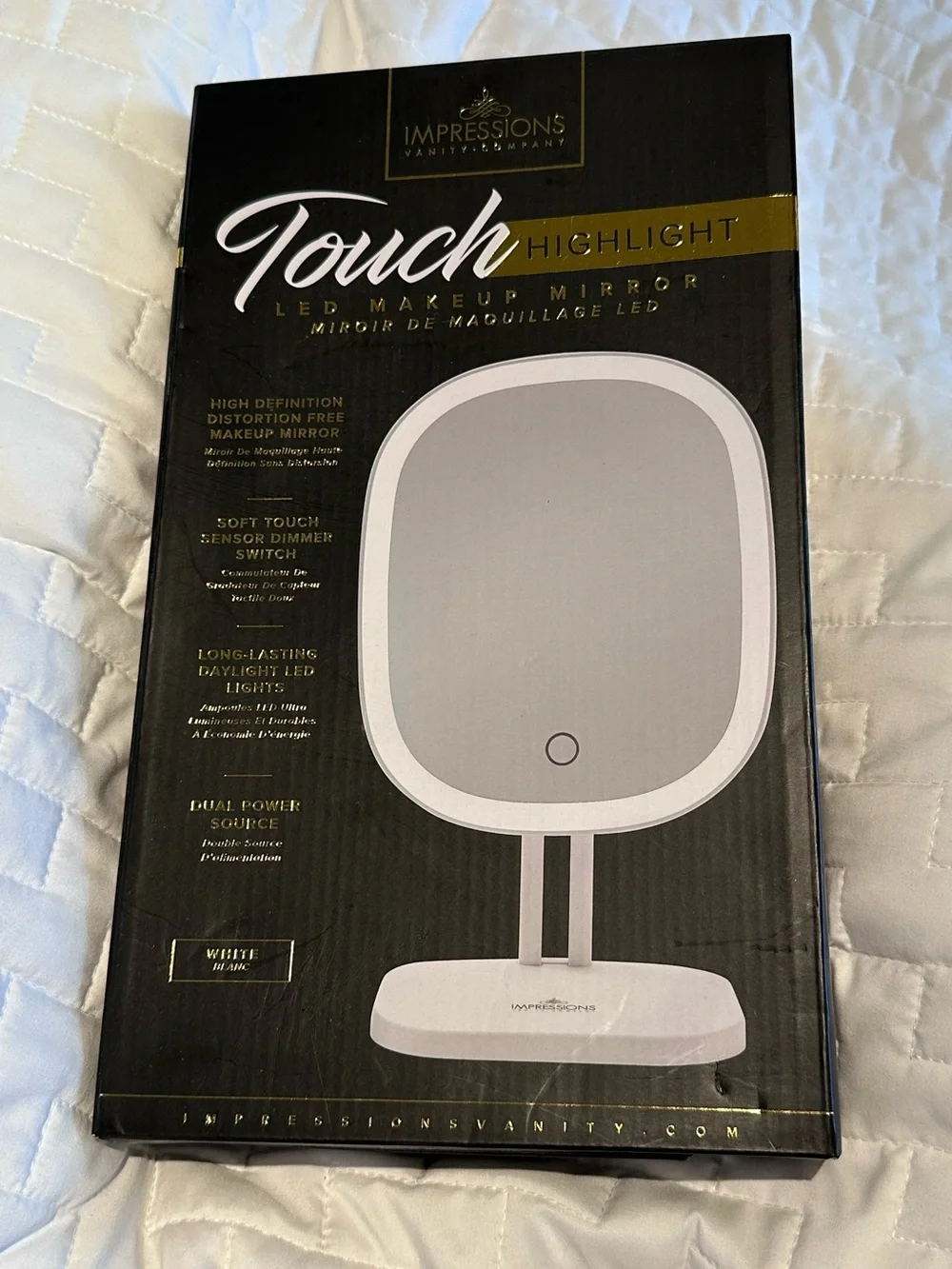 IMPRESSIONS White TOUCH Highlight LED Makeup Mirror NEW